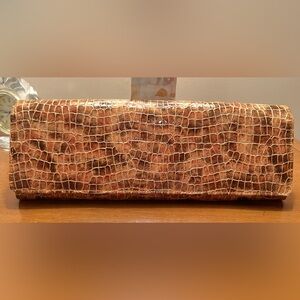 ROLFS Croc Embossed Brown Clutch NWOT